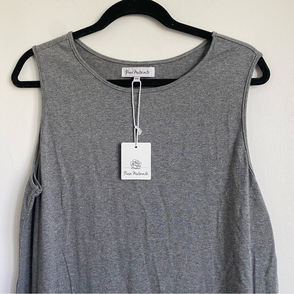 Nwt Rose Maternite Maternity Sleeveless Cotton Dress • Solid Grey • XXL - Picture 2 of 9